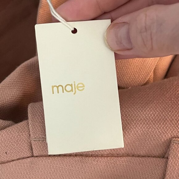 Maje Tapered Leg Linen‎ Blend Cuffed Ankle Pant Rose Pink Size 36 NWT - Picture 9 of 9